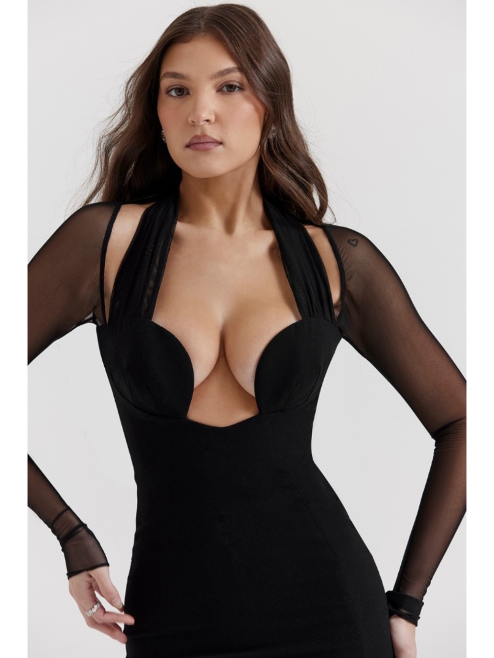 NEW House of CB Holly Plunge Dress Black XS - Picture 4 of 17